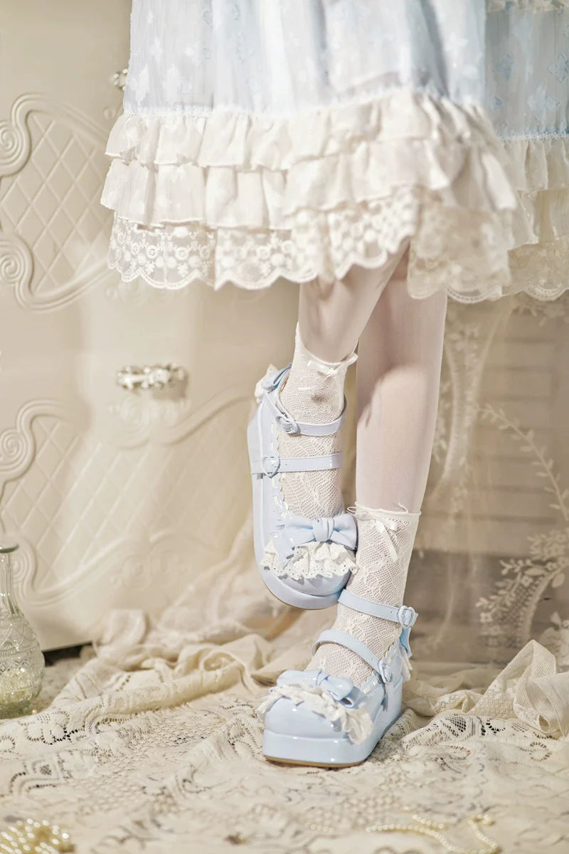 Milky Puff - Sweet Lolita Heels Shoes, Round Toe With Petite Wedge - image 15