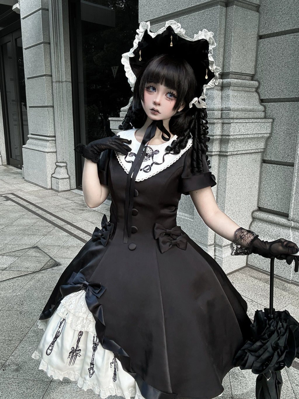 Silent Dinner - Gothic Cutlery Embroidery Lolita OP - image 2