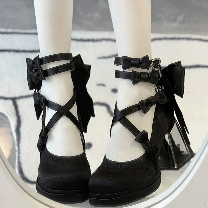 Glass Floral House - Elegant Lolita Shoes, Transparent Heels with 3D Floral - image 18