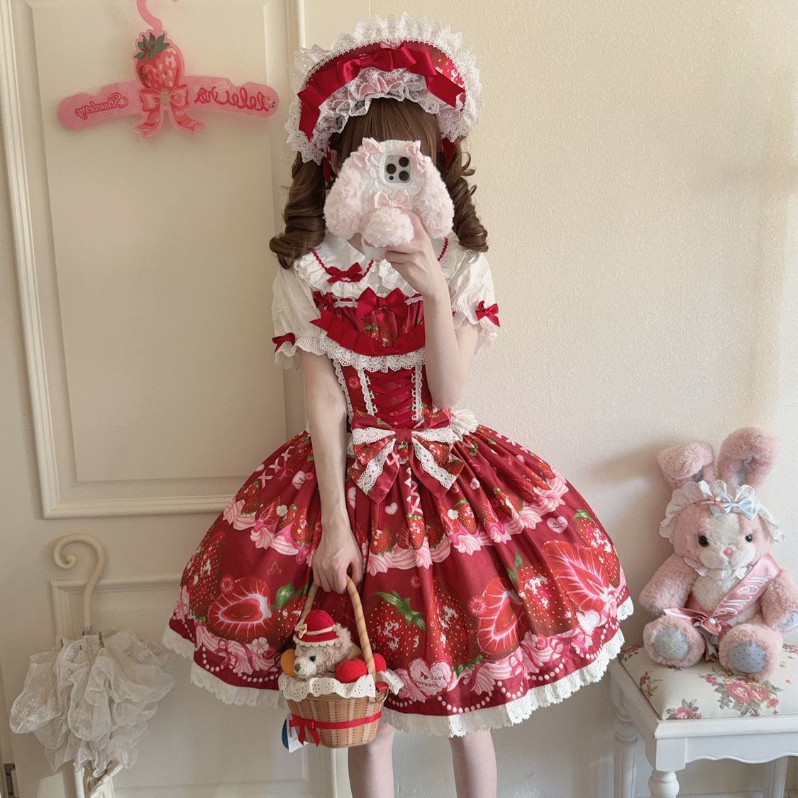 Strawberry Tale Sweet Lolita Strawberry Print JSK - image 17