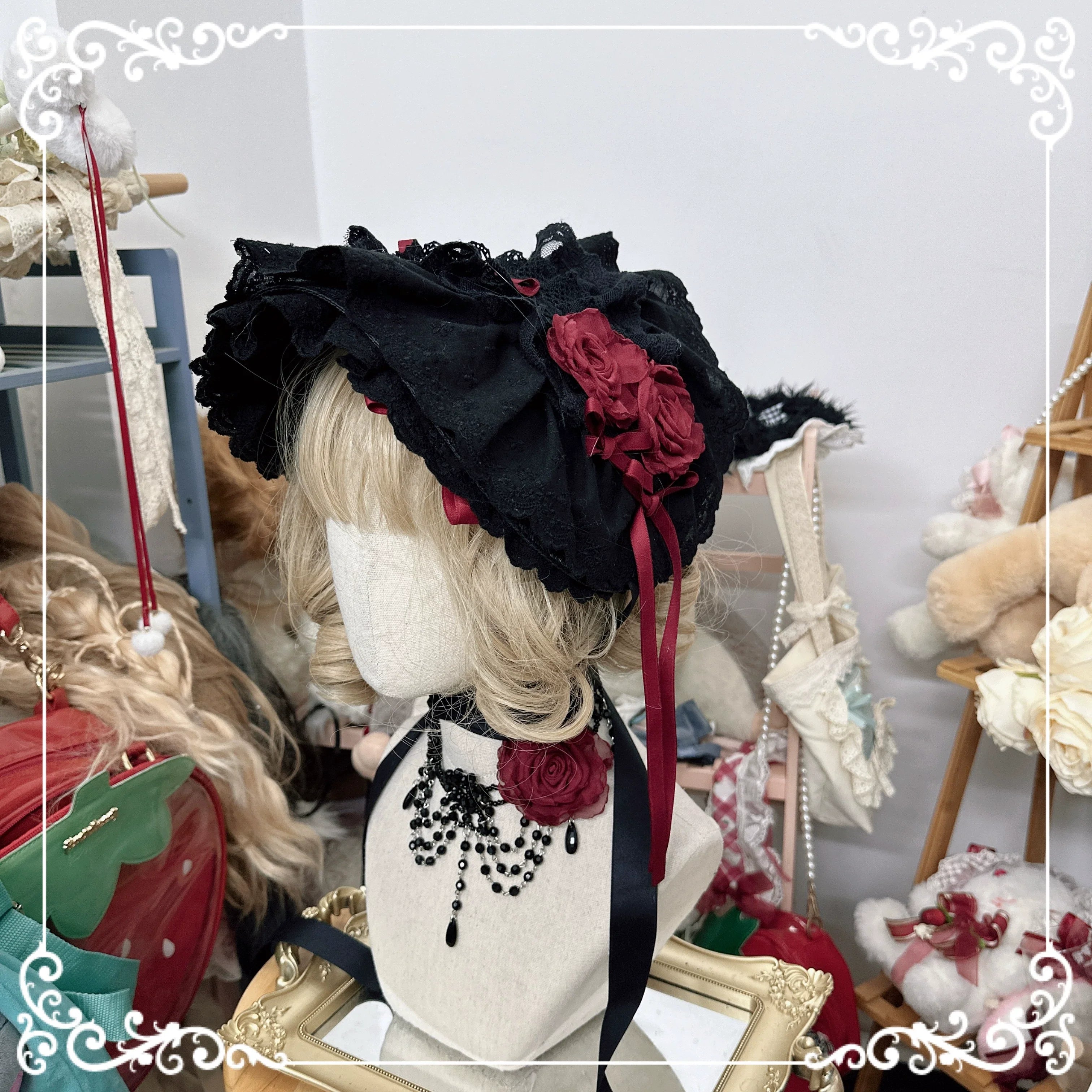 Gothic Lolita Bonnet Pure Cotton Hat Collection - image 12