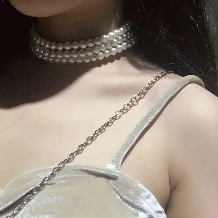Hepburn Time - Retro Elegant Tiered Pearl Choker - image 10