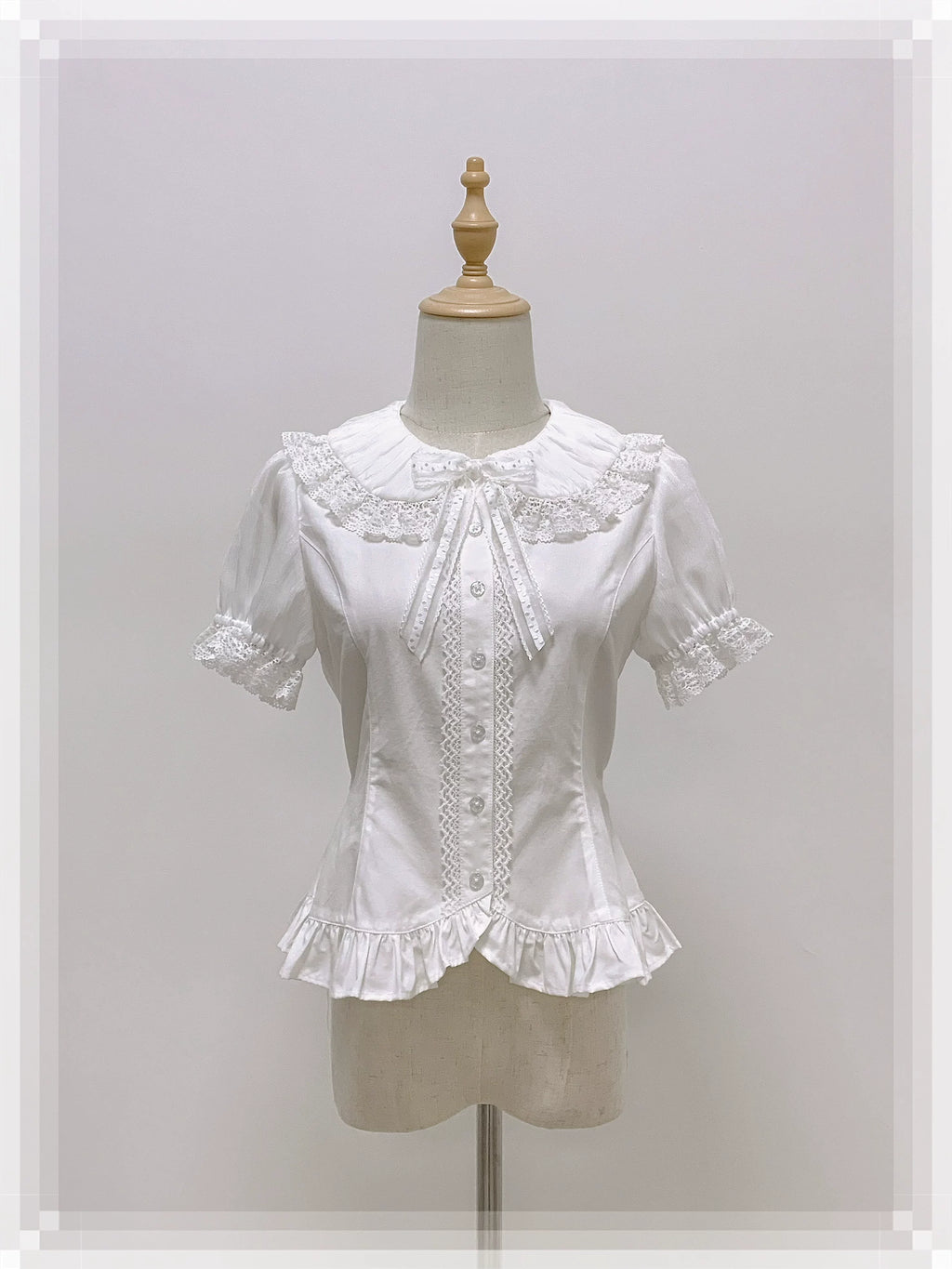 Ice Cream - Old School Lolita White Fitted Blouse with Bow - image 1