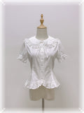 Ice Cream - Old School Lolita White Fitted Blouse with Bow - image 1
