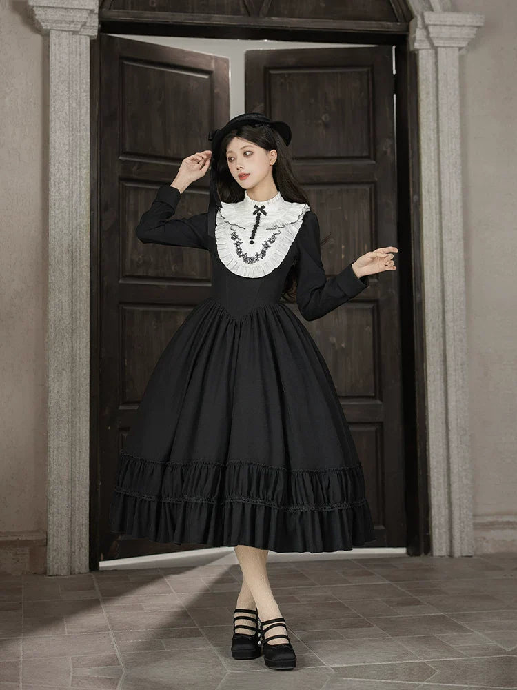 Audrey's Reply - Classic Lolita Square Neck OP, Detachable Embroidered Collar and Accessories - image 5