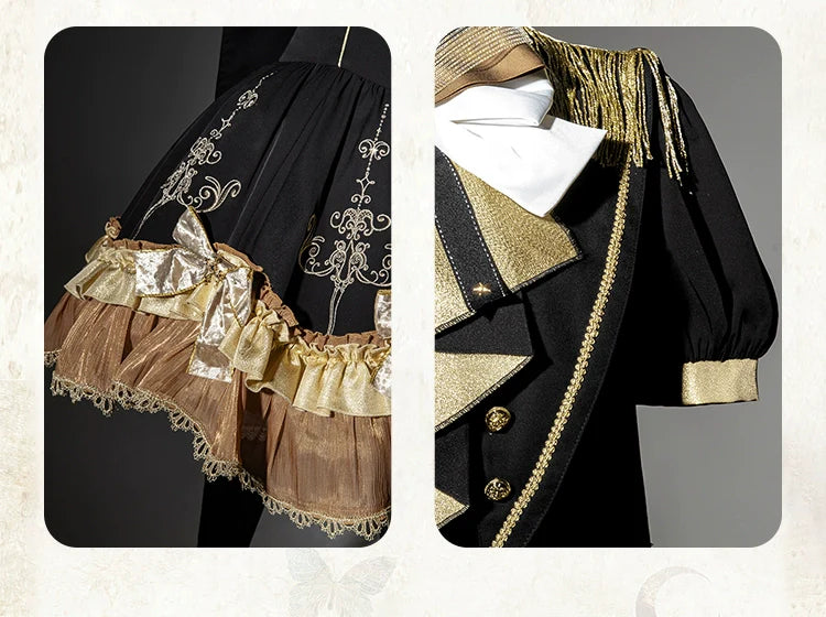 Glitter Oath - Military Lolita OP Dress with Detachable Split Tail Cloak - image 22