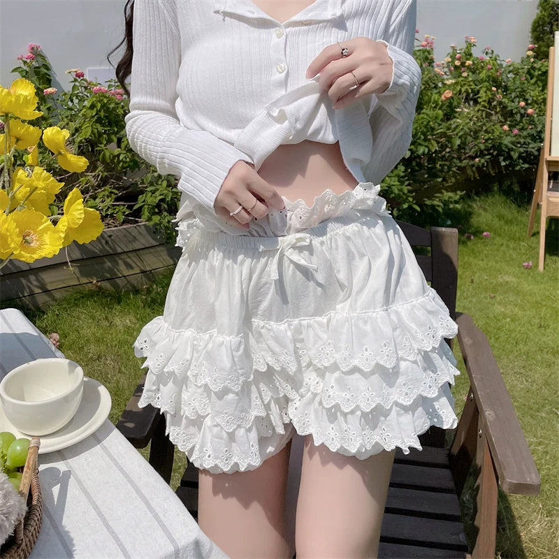 Cotton Lolita Bloomers, Tiered Hem Cake Shorts - image 13