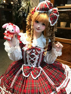 Plaid Petal Bunny - Old School Lolita Plaid OP Dress, Petal-shaped Hem - image 28
