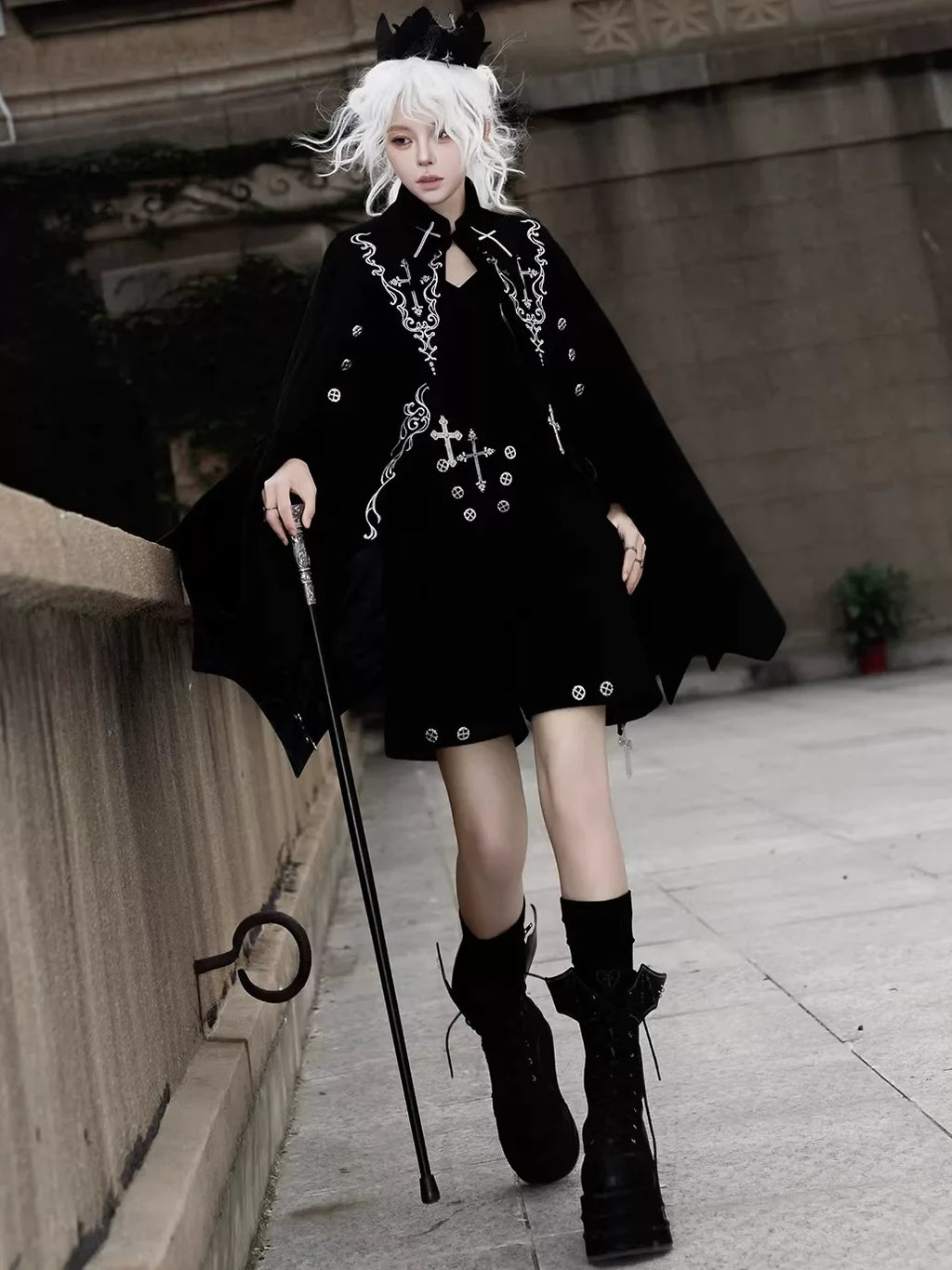 Nightfall - Ouji Lolita Outfit, Bat Wing Shaped Cape - image 10