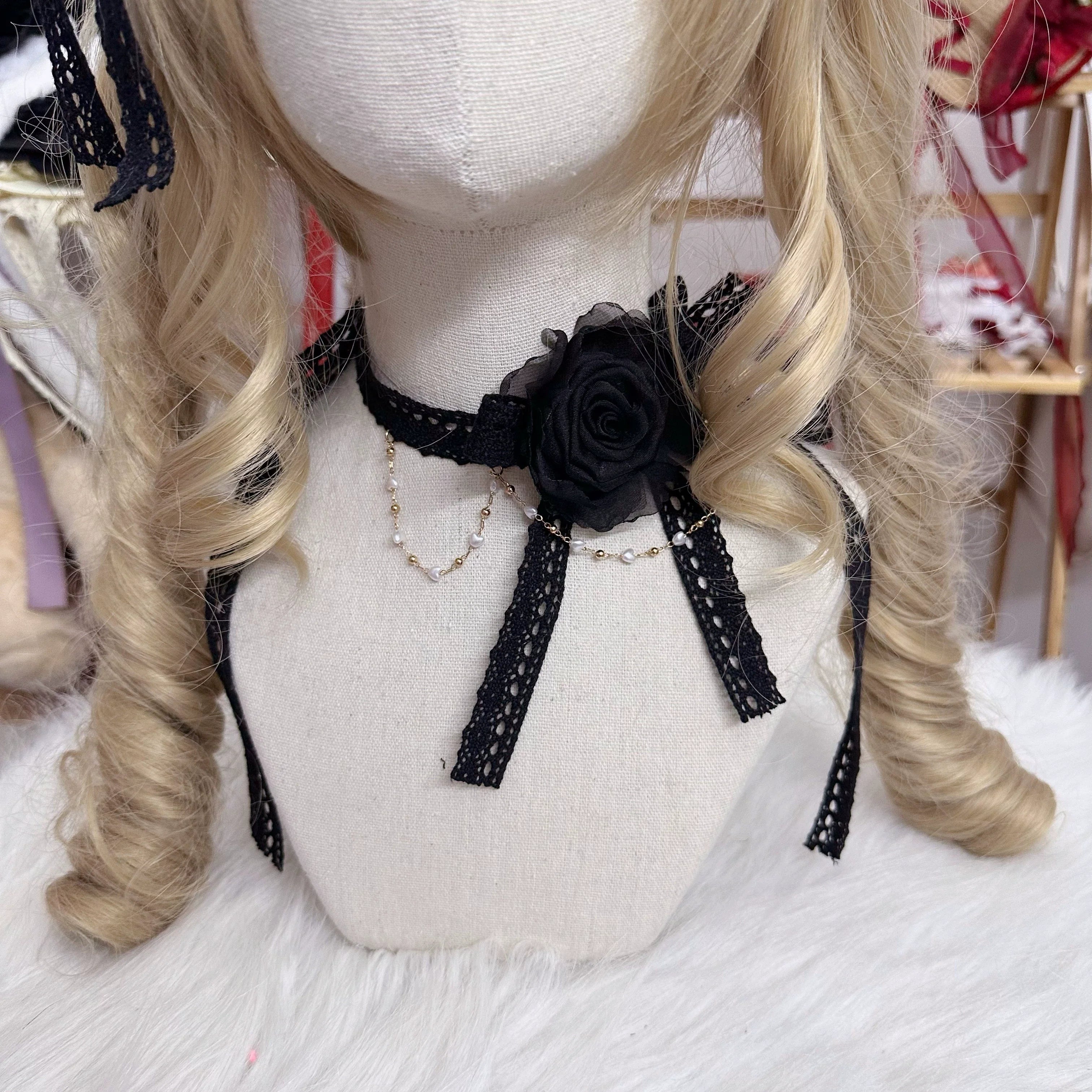Elegant Lolita Rose Choker Handmade Headdress Set Multicolors - image 22