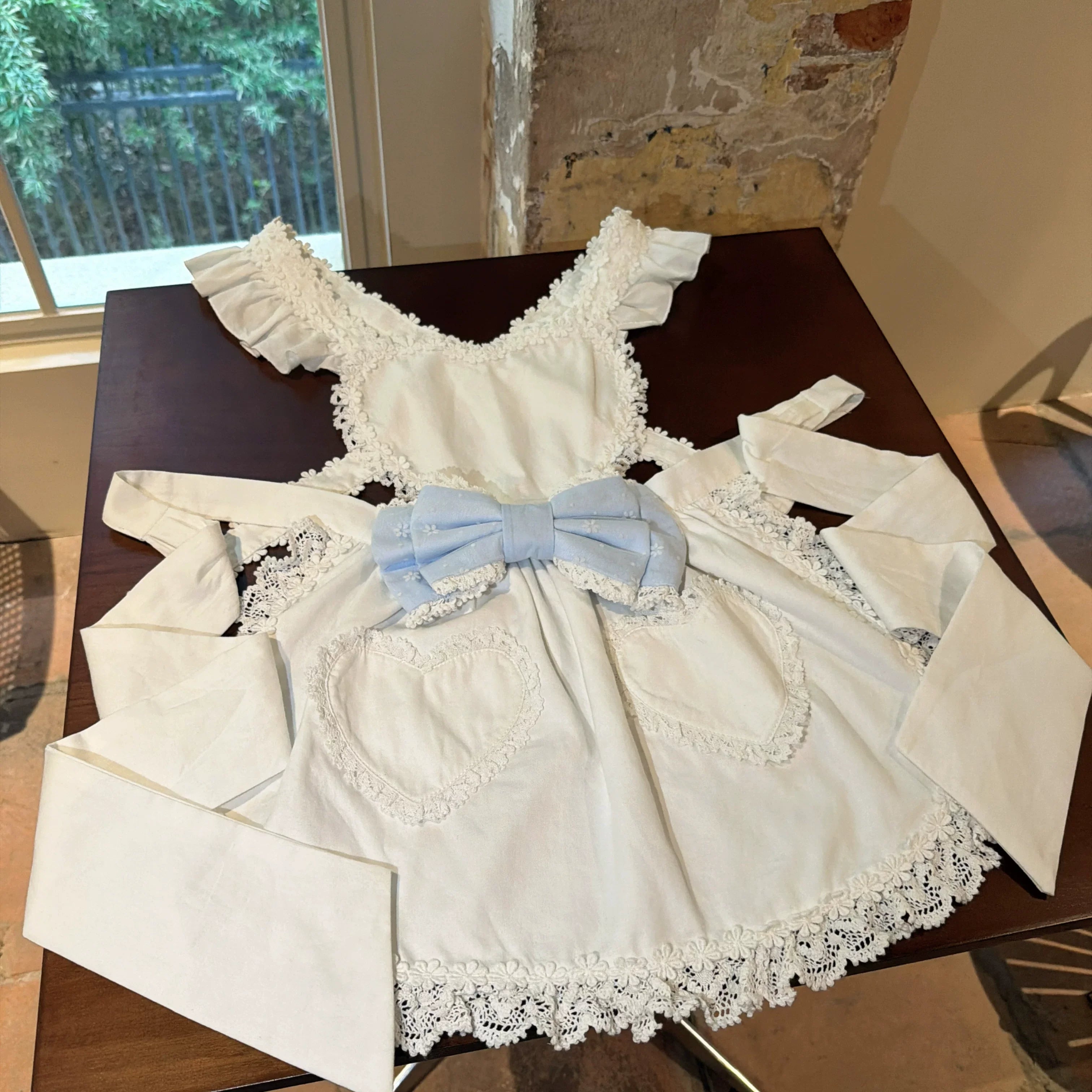 Creamy Sweet Bunny - Cotton Old School Lolita Bunny Ear OP Dress with Bows and Accessories - image 15