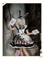 Alice - Kawaii Lolita OP Dress, Rabbit & Playing Card Motifs - image 15