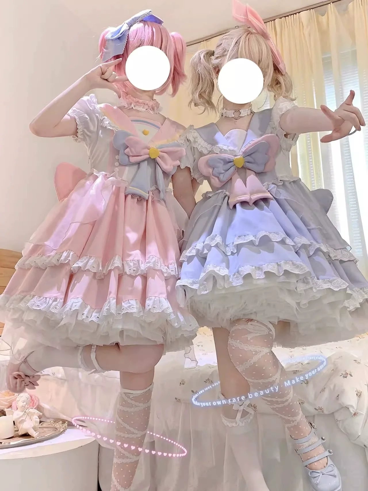 Sweet Lolita OP Dress Navy Collar Pastel Tiered Dress - image 3