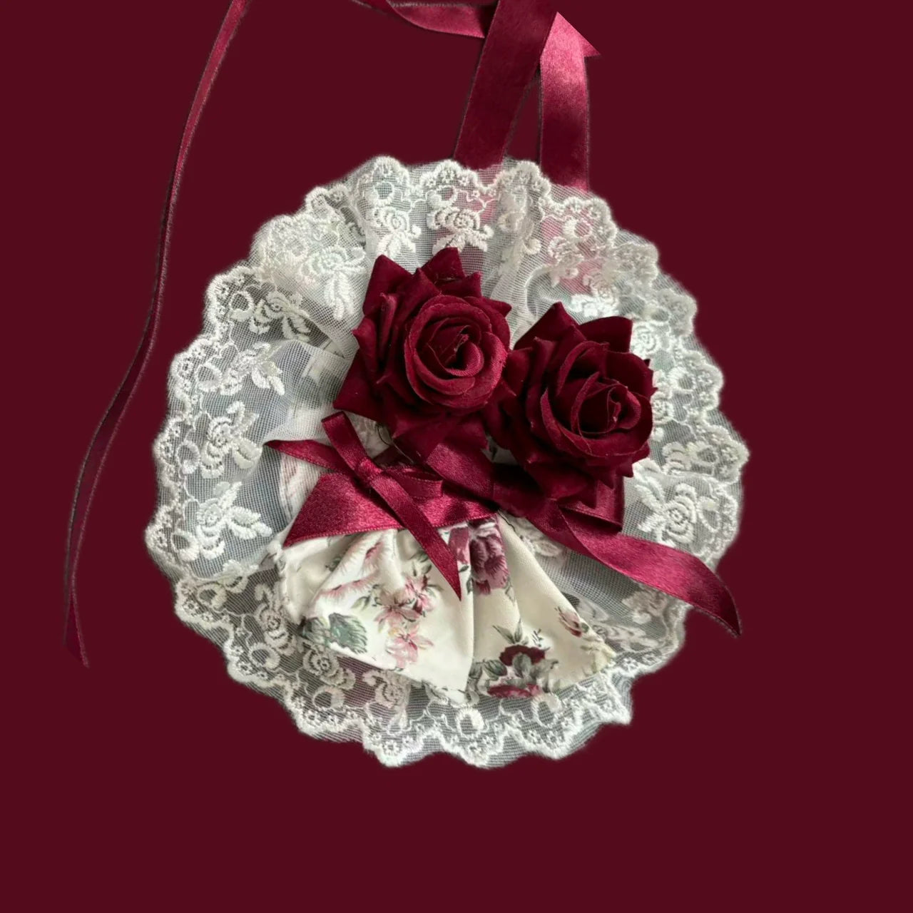 Burgundy Rose - Floral Printed Old School Lolita JSK, Elegant Cape and Accessories - image 29