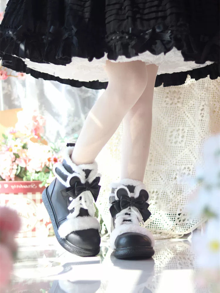 Bear Dada - Winter Kawaii Lolita Boots, Plush Accent - image 9