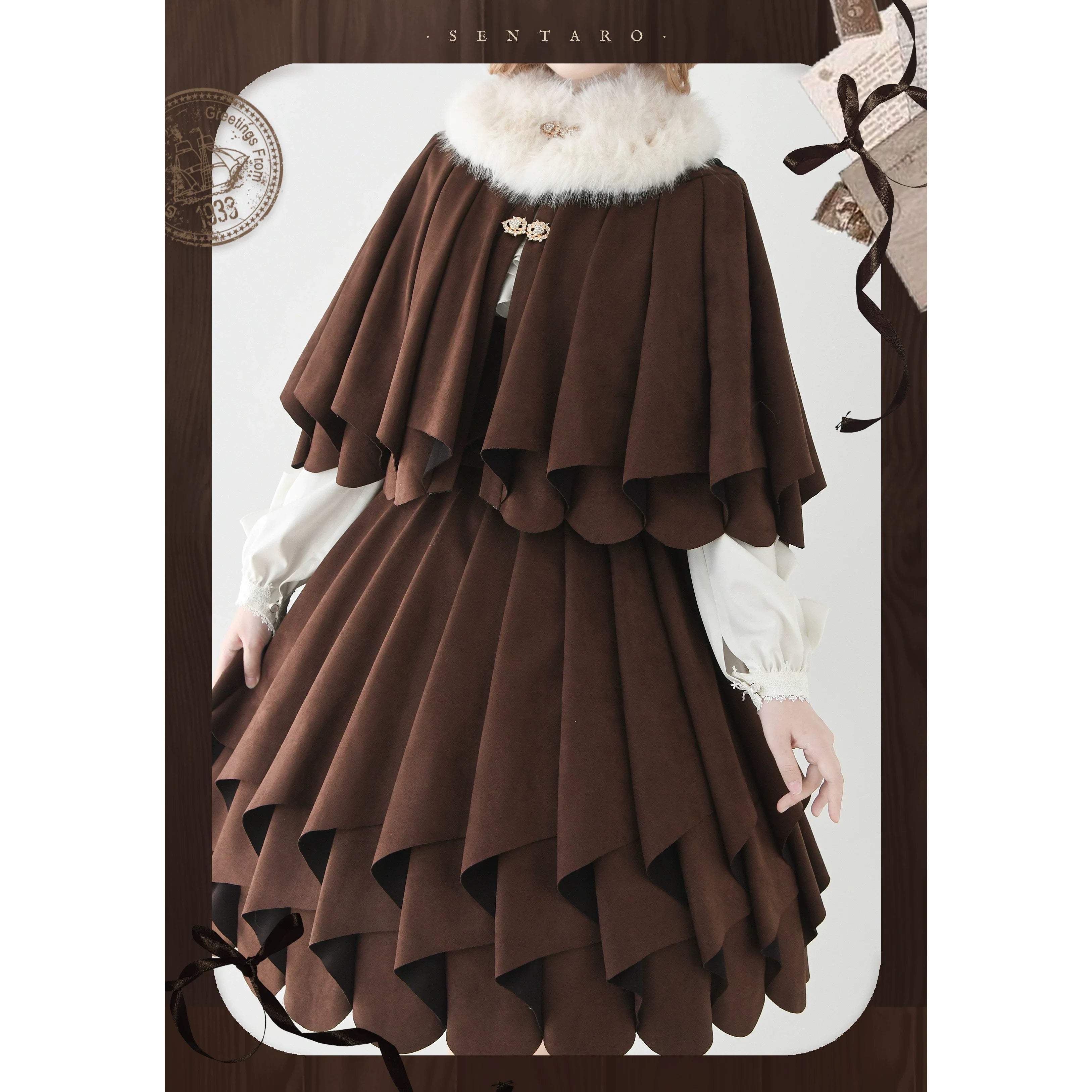 Molten Snowtop - Classic Lolita SK, Cape With Detachable Collar - image 14