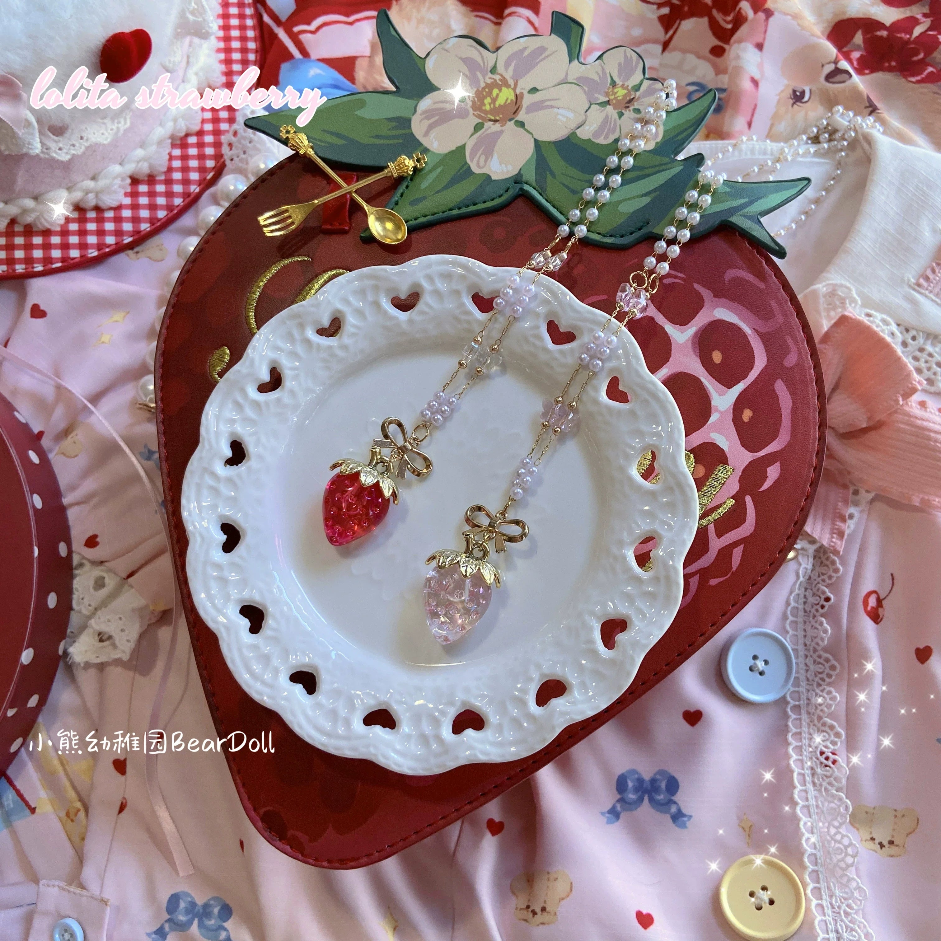 Sweet Lolita Strawberry Charlotte Necklace - image 8