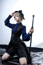 Black and Blue Ouji Lolita Swallowtail Vest - image 5