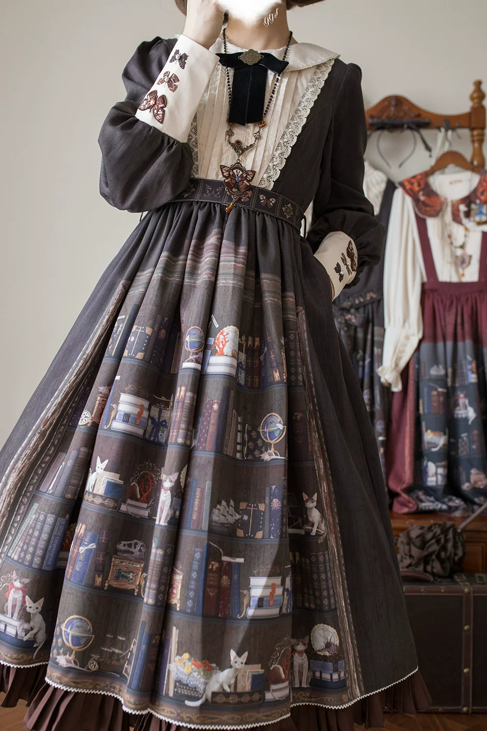 German Bookshelf - Classic Lolita OP Dress & Detachble Cape - image 22