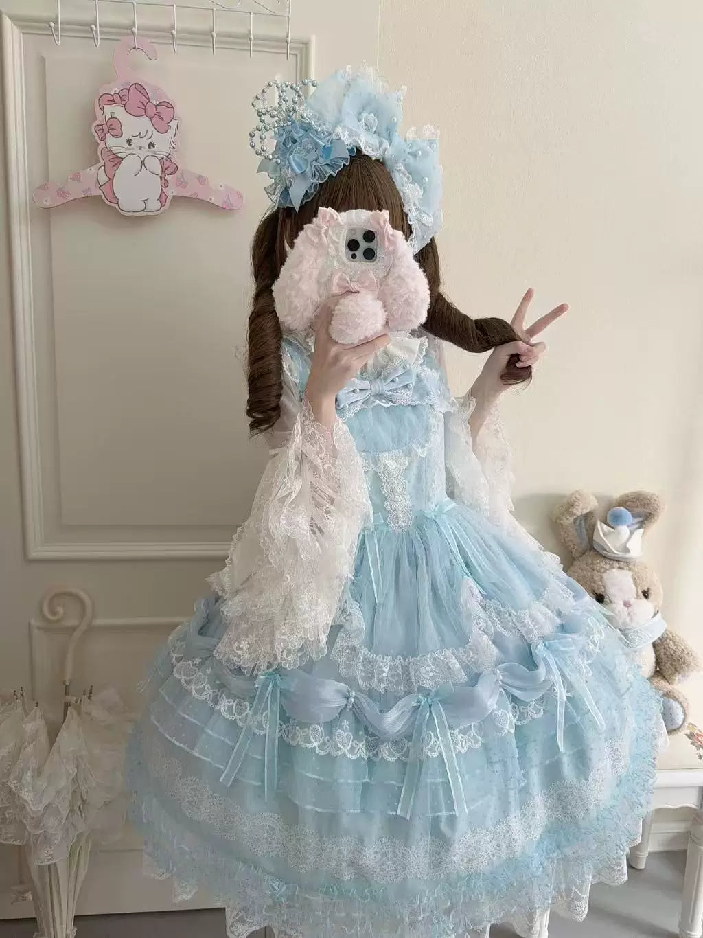 Sugar Knot - Sweet Lolita Chiffon JSK, Tiered Skirt, Doll-Like - image 8