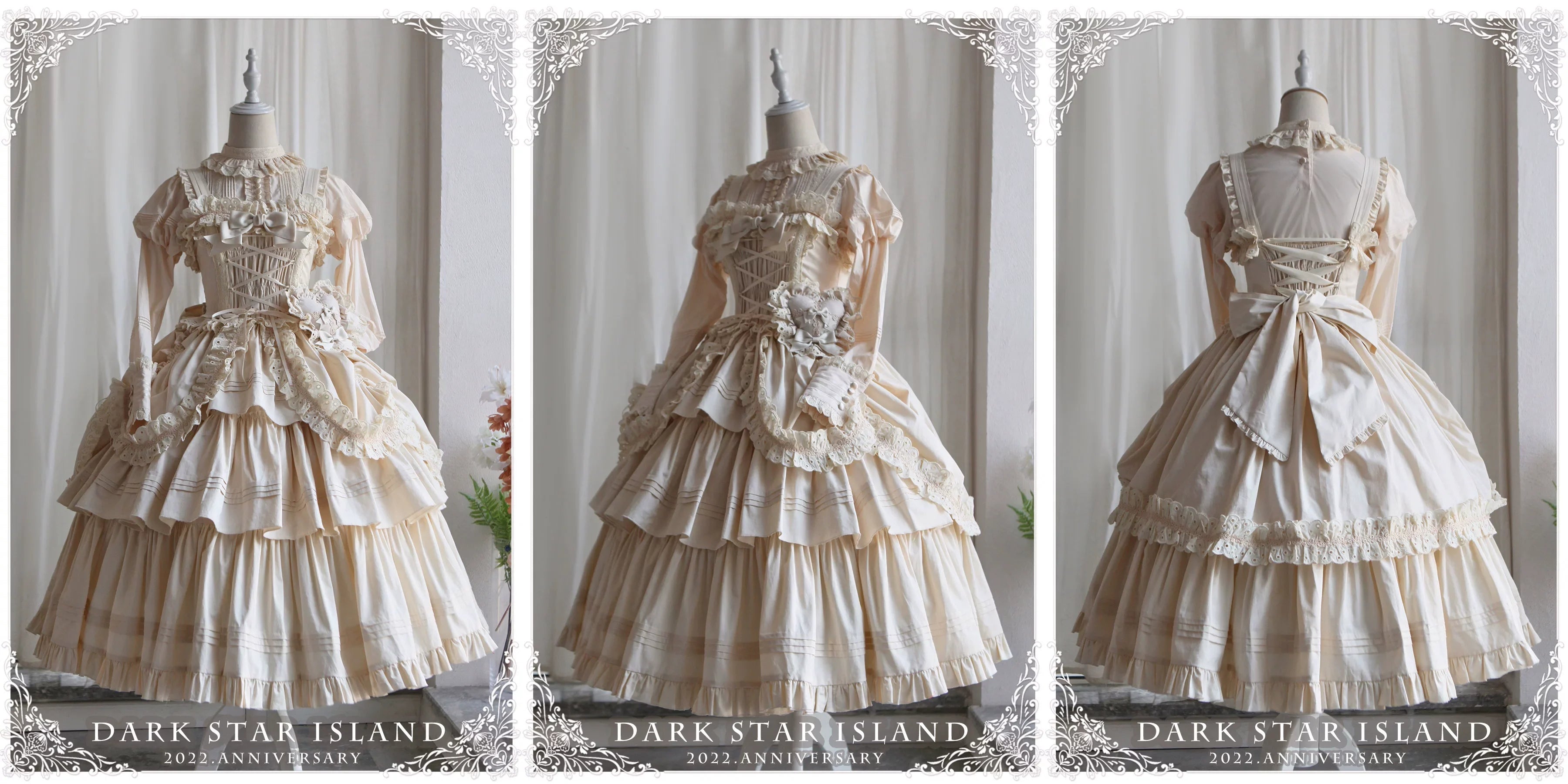 Cotton Gothic Lolita Long JSK, Drawn-up Hem - image 8