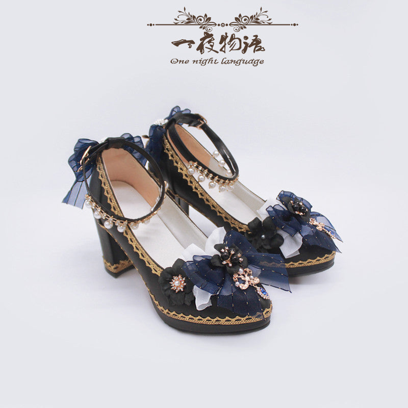 Bright PU Wedding Lolita Thick High Heels - image 8
