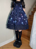 Coral Jellyfish - Sweet Lolita High-waist JSK Dress, Jellyfish & Coral Print and Accessories - image 61