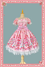 Strawberry Chef - Printed Old School Lolita OP and Accessories - image 3