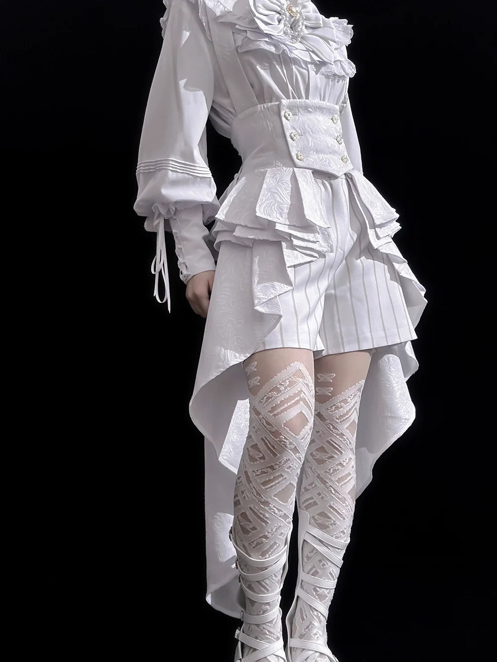 Rabbit Theater White Moonlight - Ouji Lolita Shorts Set, Rabbit Hat - image 6