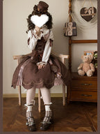 Bear Chocolate Slab - Classic Lolita Pleated JSK & SK Dress, Side Zipper - image 7