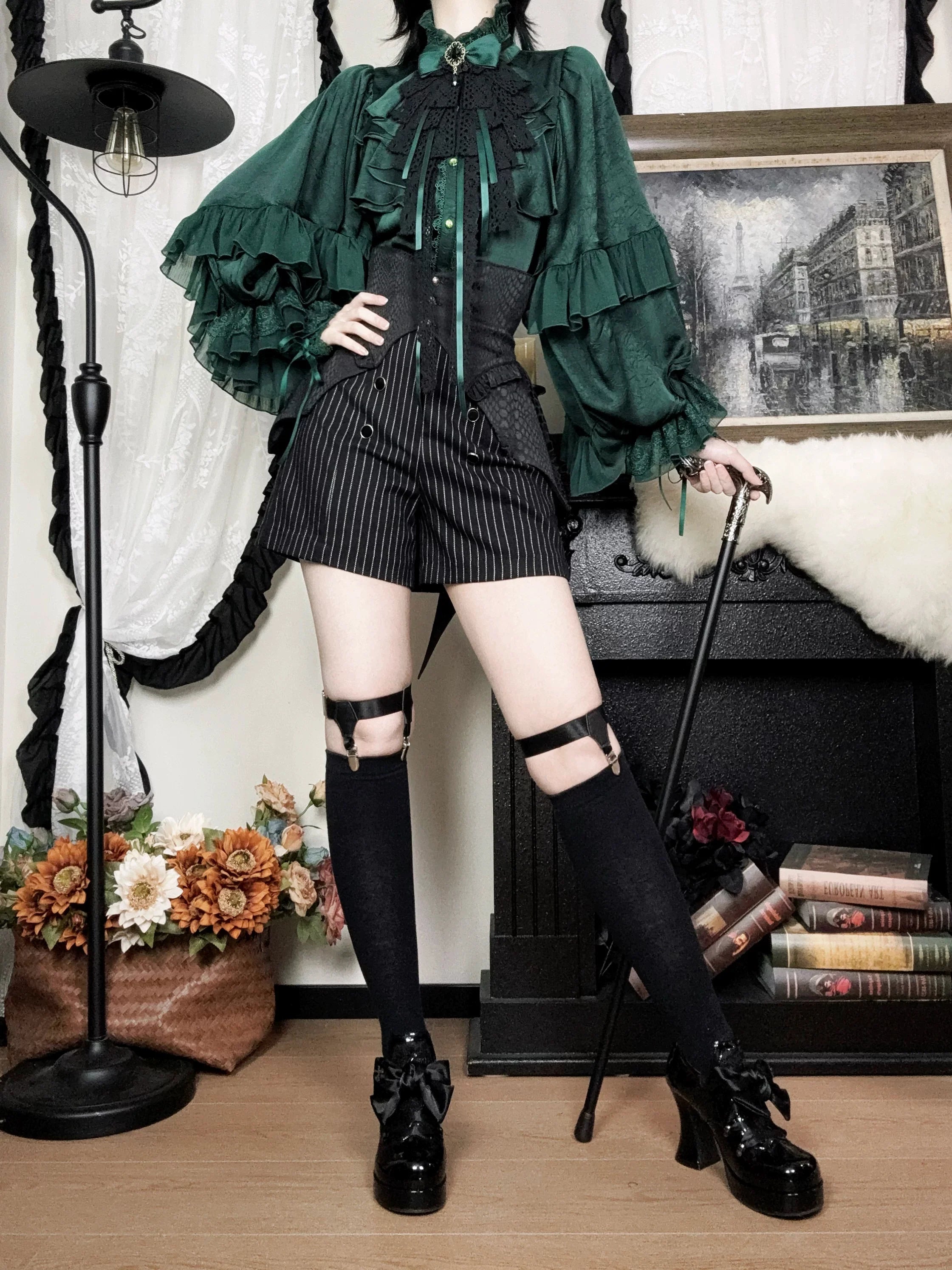 Blue Moon Bone Erosion - Gothic Lolita Waist Cincher, Bat Wing Hem - image 35