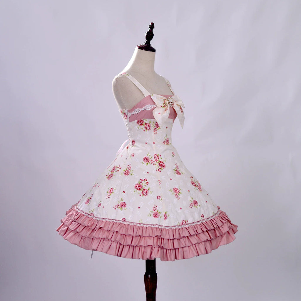 Rose Spring Romance - Cotton Old School Lolita JSK Dress, Floral Print - image 9
