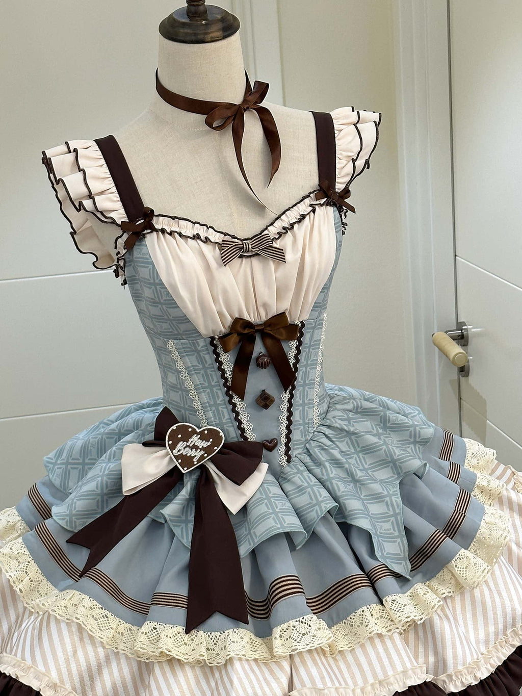 Mint Chocolate Frou Frou Brown Blue Bustle Petticoat JSK KC Sweet Lolita Dress and Accessories - image 10