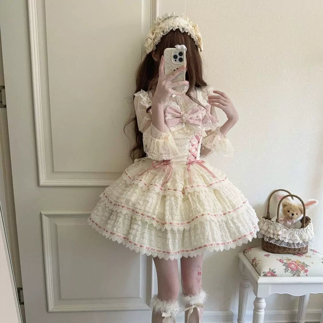 Floral Elegy - Sweet Lolita JSK Dress, Tiered Hem - image 14