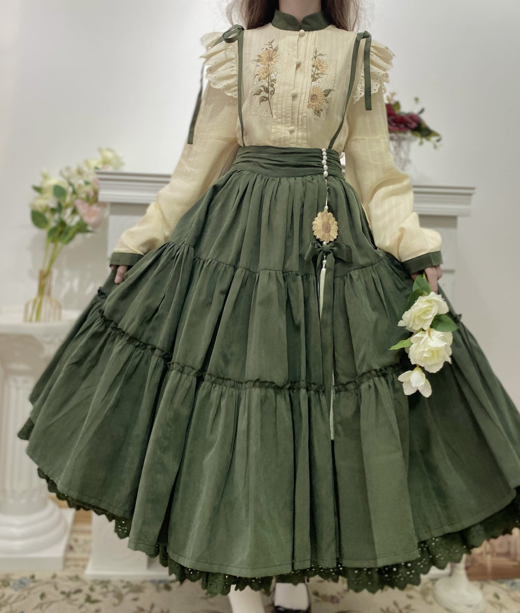 Sunflower Appointment - Oriental Classic Lolita Skirt and Blouse - image 13