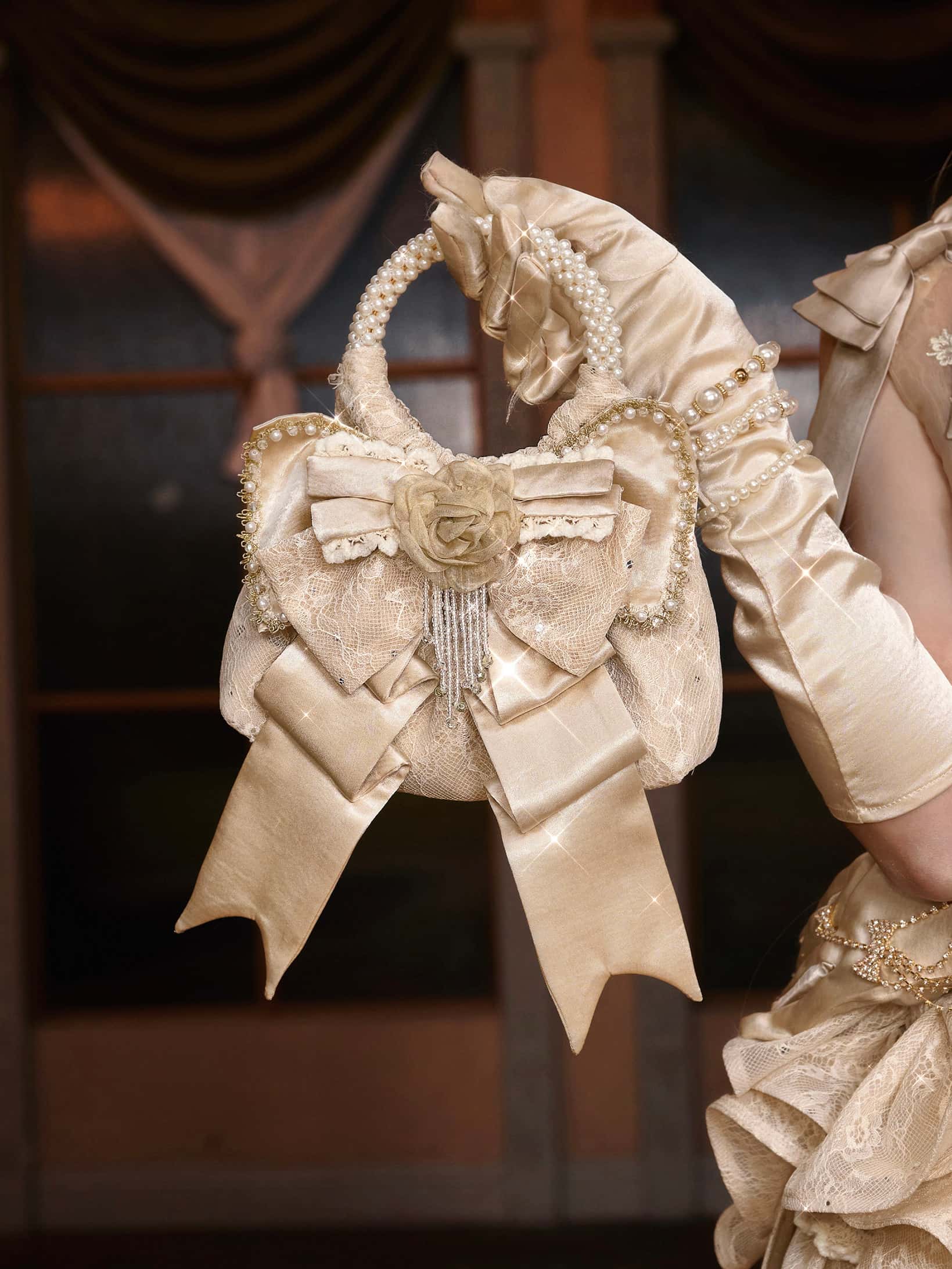 Slavic Heiress - Satin Gilded Bow Lolita Handbag - image 2