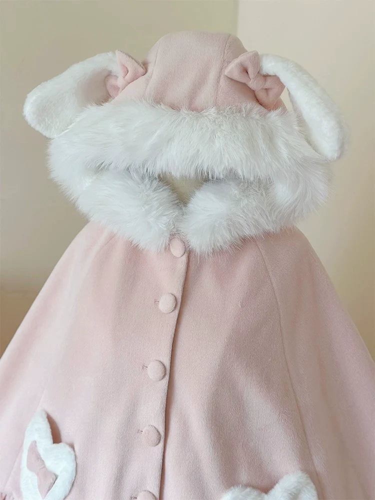 Winter Kawaii Lolita Cape with Bunny Ear Hood - image 12