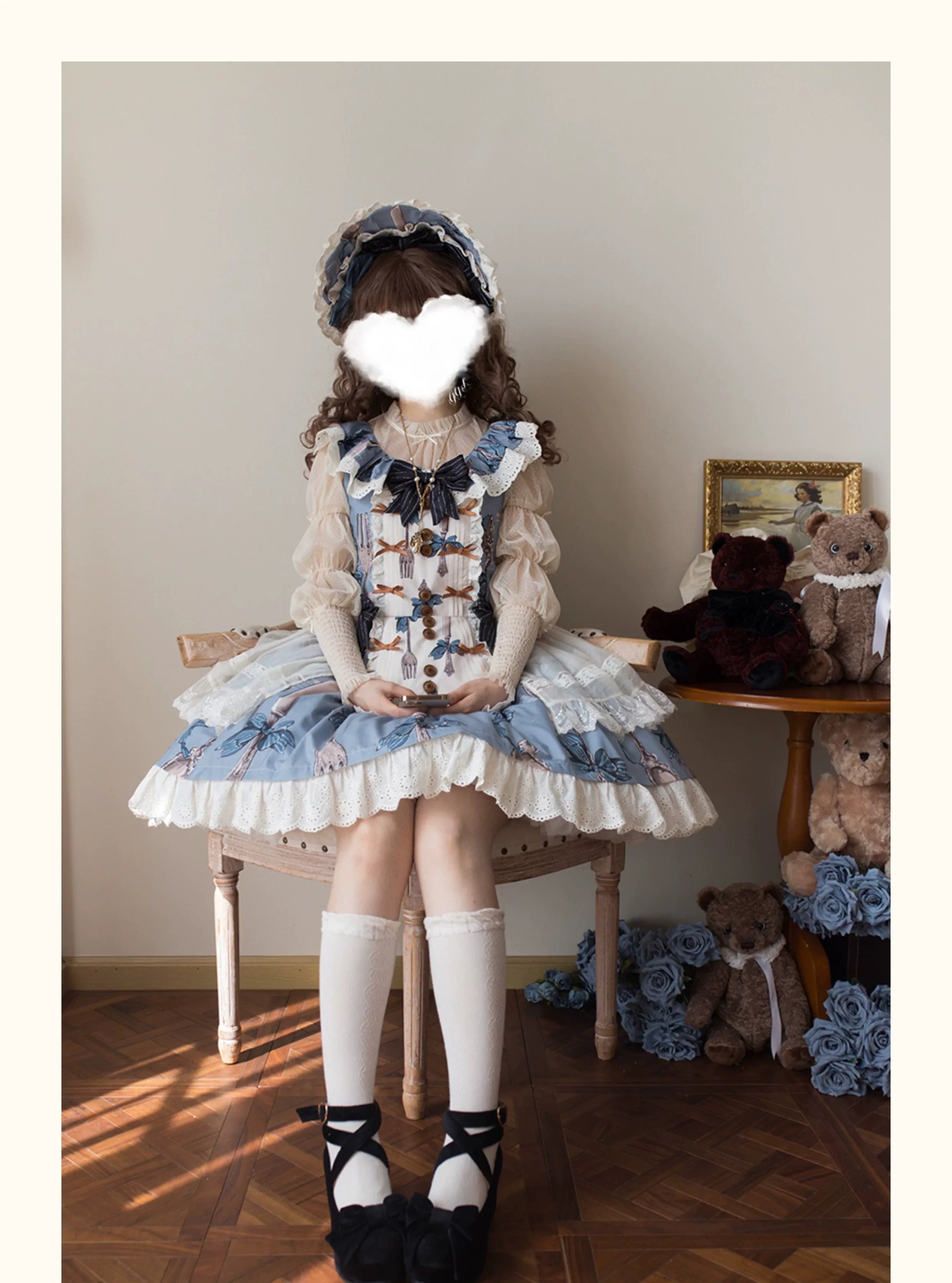 Witch's Banquet - Printed Doll-like Sweet Lolita OP, Apron-like Front and Accessories - image 15