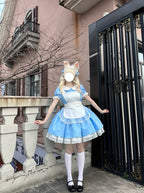 Dream Doll - Plus Size Maid Lolita OP Suit Black and Blue Dress - image 6