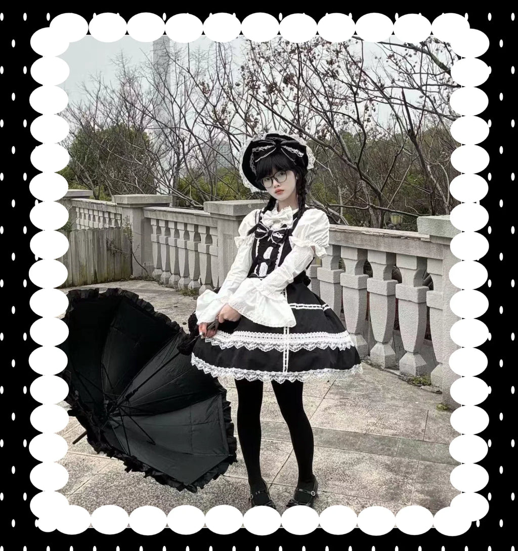 Old Heartache - Cotton Old School Lolita JSK Dress with Bows and Accessories - image 10