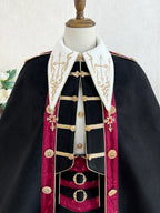 Vampire Youth - Ouji Lolita Bat Shaped Cape Set, Gold Embroidery & Red Accents - image 13