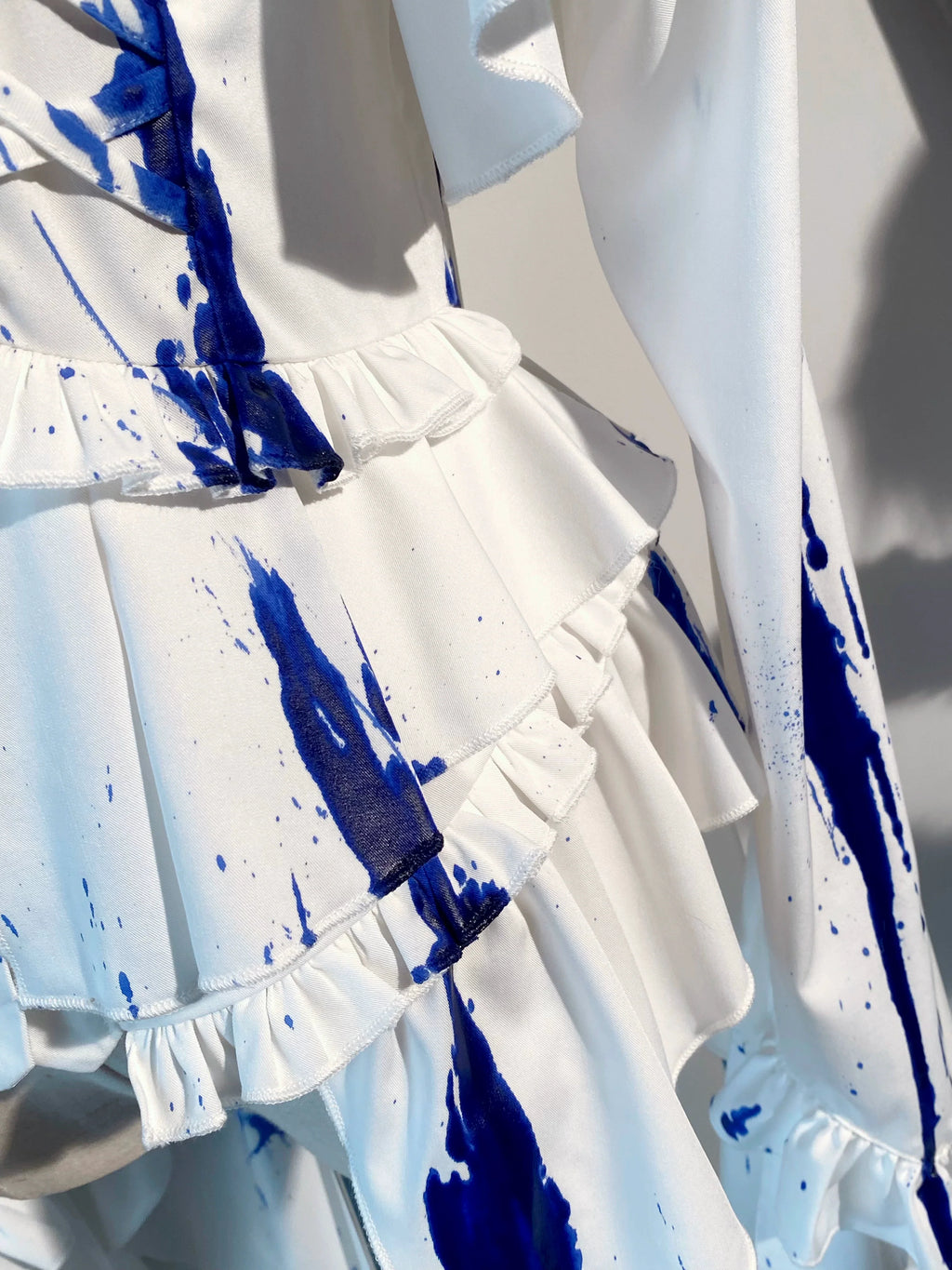 Echo of Deep Sea - Satin Ouji Lolita Trailing Blouse, Solid or Blood Stain Style - image 20