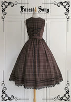 Grena's Poems - Plaid Elegant Lolita JSK Dress, V-Neck - image 3