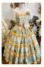 Flower Rabbit Bear - Country Lolita Tiered Skirt Dress, Floral & Bear Print and Accessories - image 17