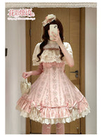 Whispers of Blossoms & Candlelight - Sweet Lolita Floral Printed JSK Dress with Bows and Accessories - image 27