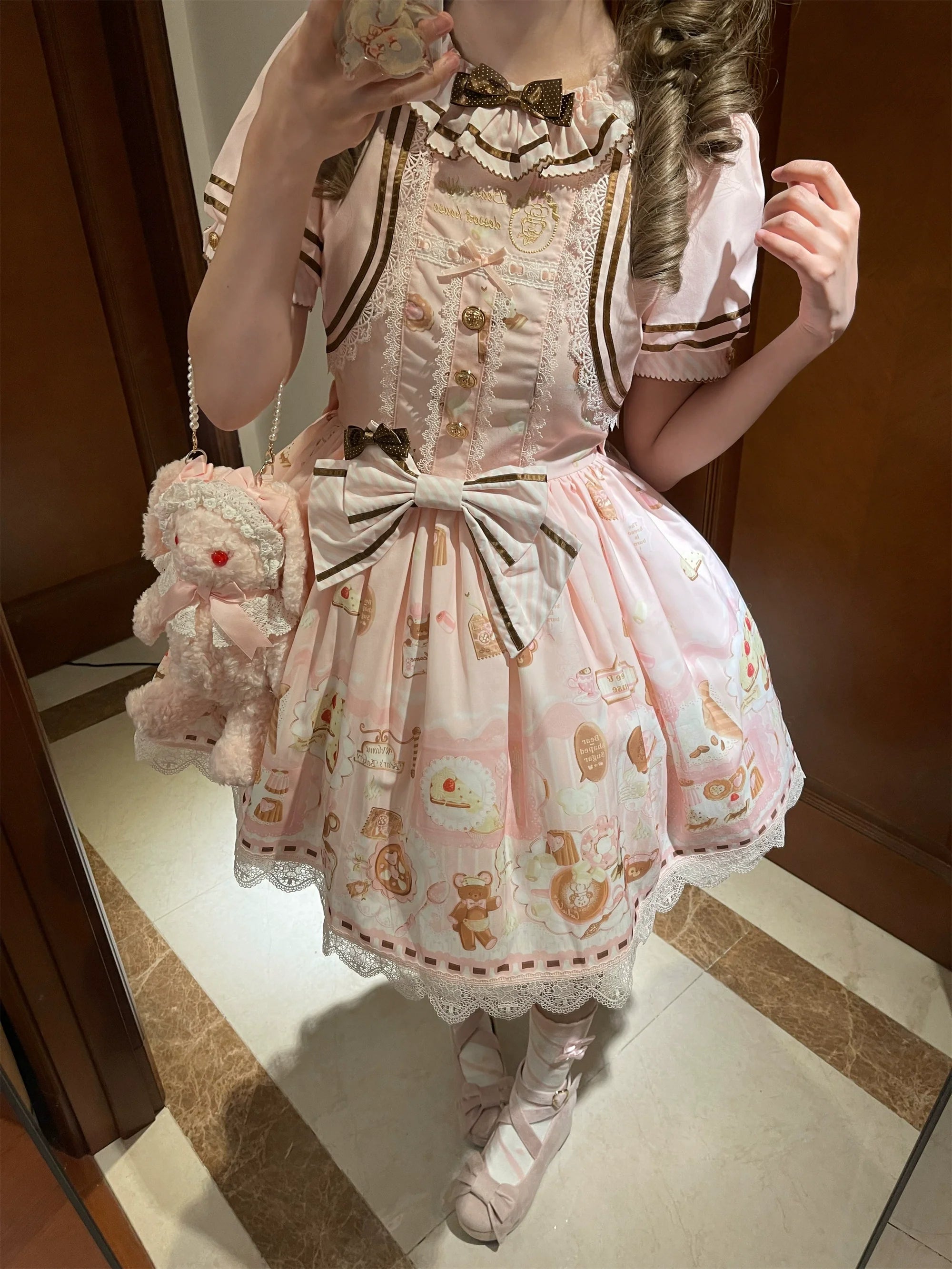 Dream Teahouse - Dessert Print Kawaii Lolita OP Dress Suit - image 22