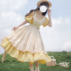 Belle - Yellow Lolita OP Dress Set with Apron - image 3