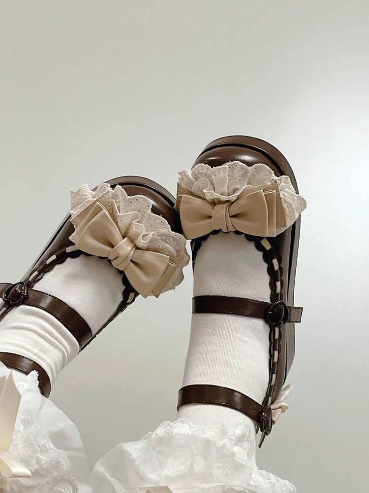 Milky Puff - Sweet Lolita Heels Shoes, Round Toe With Petite Wedge - image 34