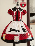 Teacup Cat - Vintage Polka-Dot Lolita OP Set - image 2