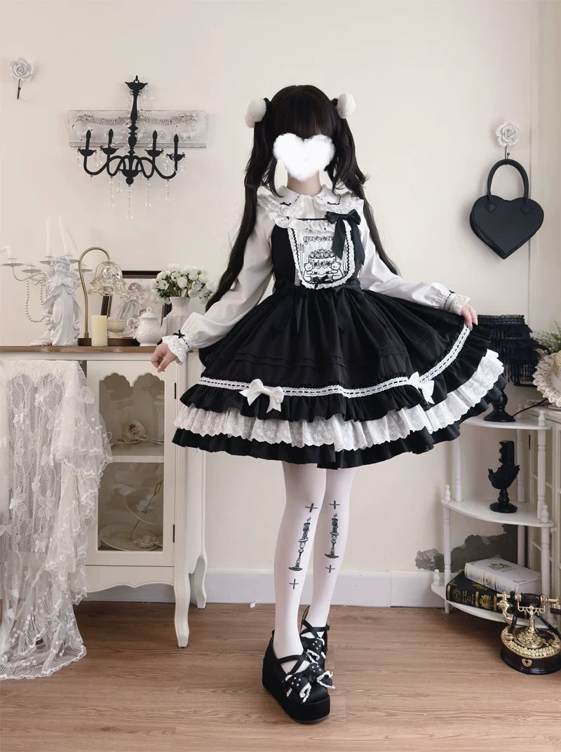 Sweet Bear - Kawaii Lolita JSK Dress Embroidery Flounce Hem - image 10